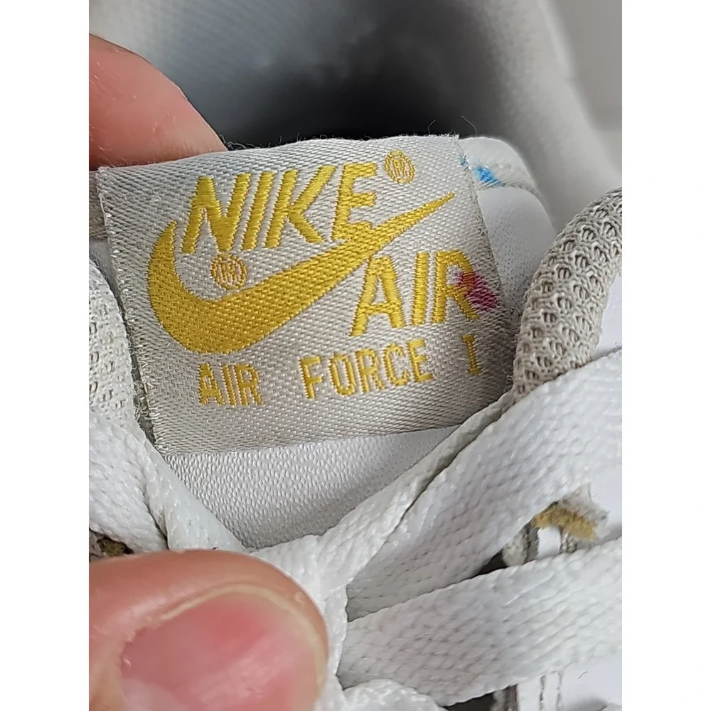 Nike Air Force 1 Men's Size 12 Sneakers White with yellow check and bottom